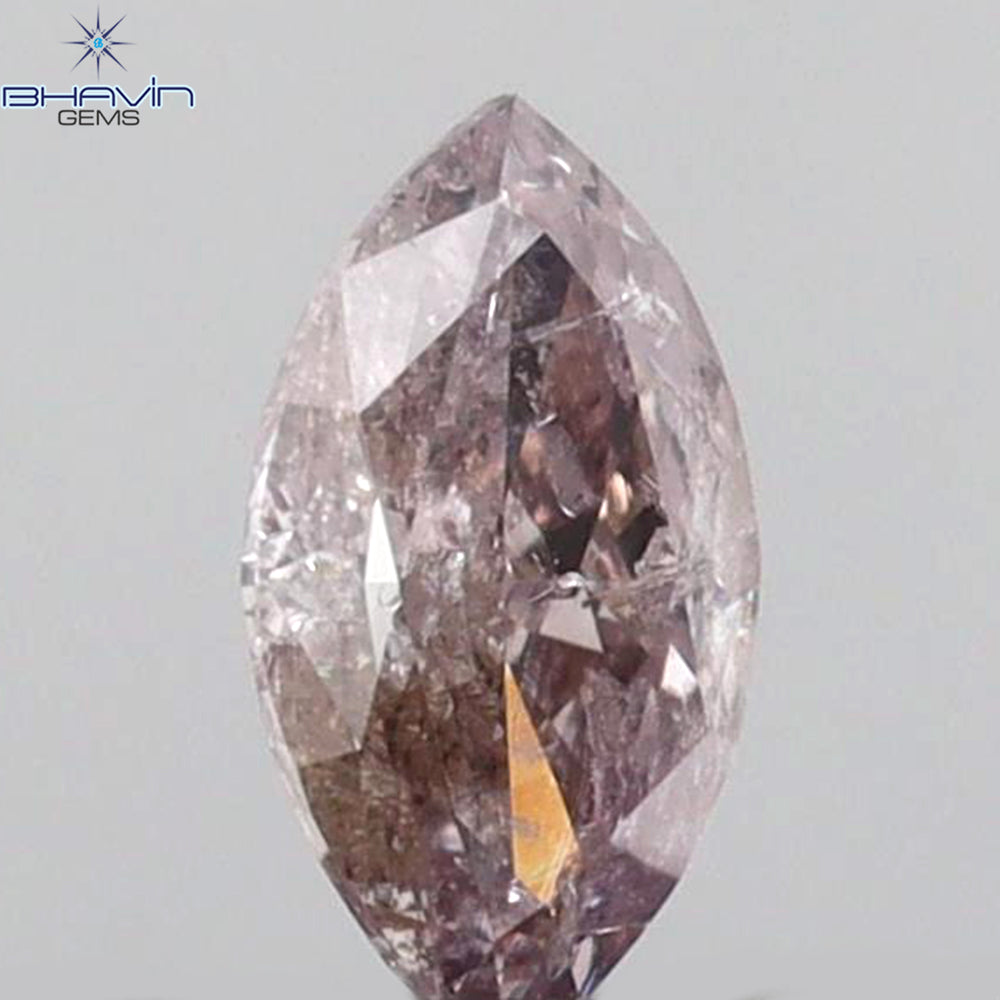 0.10 CT マーキス シェイプ ナチュラル ルース ダイヤモンド ブラウン ピンク カラー VS2 クラリティ (5.00 MM)