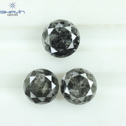 2.37 CT/3 Pcs Round Shape Natural Loose Diamond Salt And pepper Color I3 Clarity (5.60 MM)