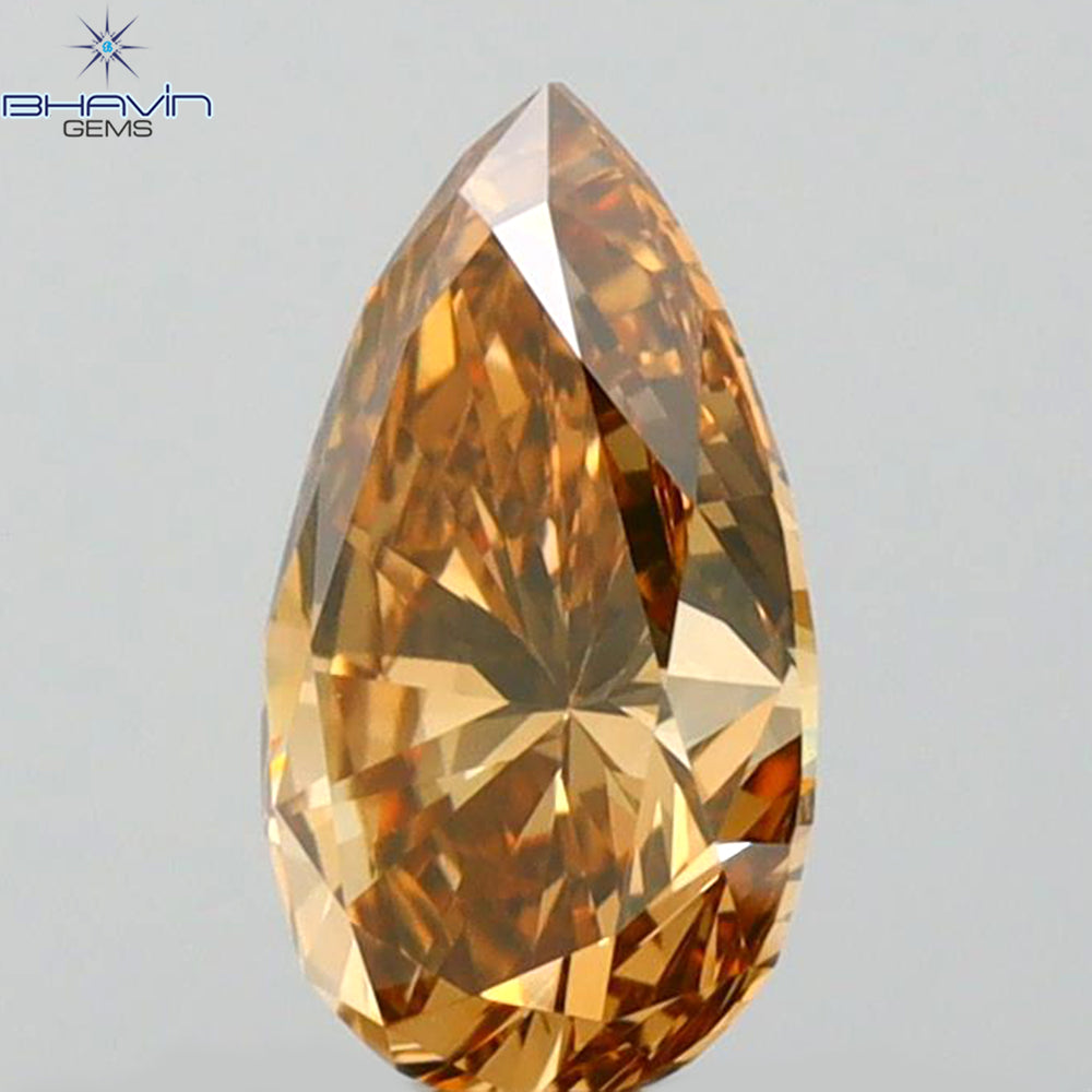 0.55 CT Pear Shape Natural Diamond Brown Pink Color VS2 Clarity (6.87 MM)