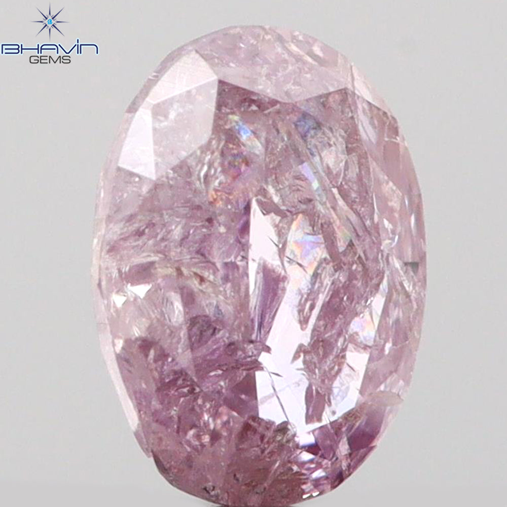 0.37 CT Oval Shape Natural Diamond Pink Color I3 Clarity (4.87 MM)