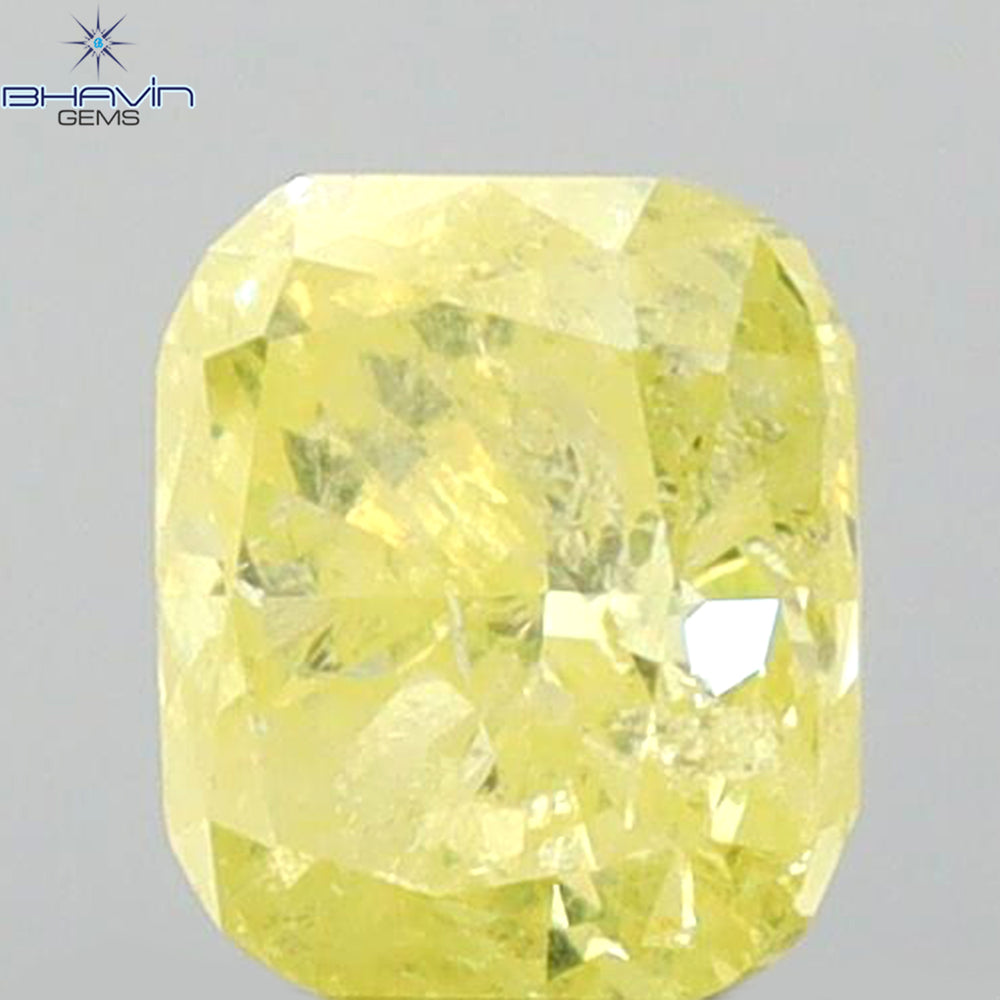 0.62 CT Cushion Shape Natural Diamond Yellow Color I3 Clarity (4.82 MM)