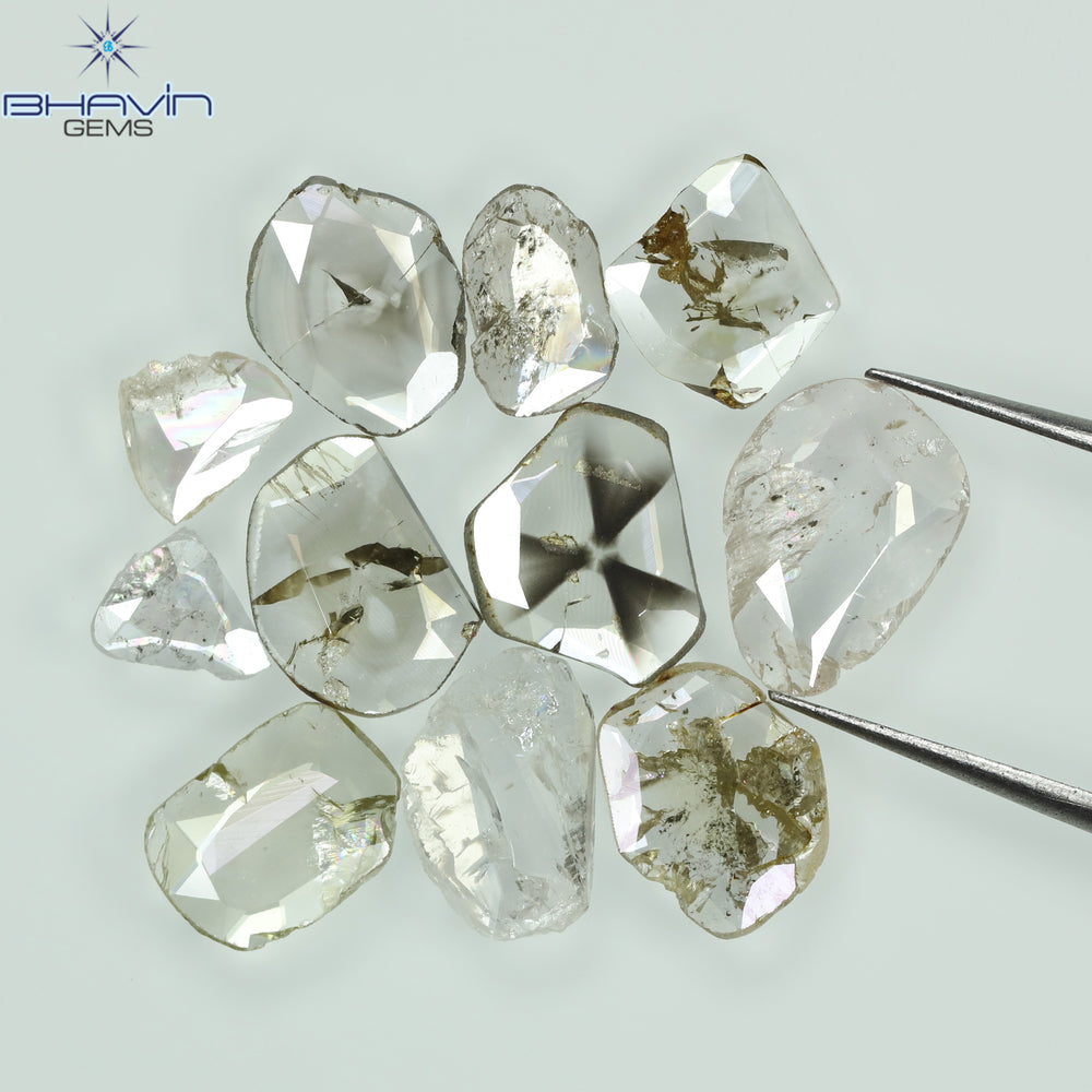 0.97 CT/7 ピース ローズカット ポルキ シェイプ ナチュラル ダイヤモンド ファンシー カラー I1 クラリティ (6.01 MM)