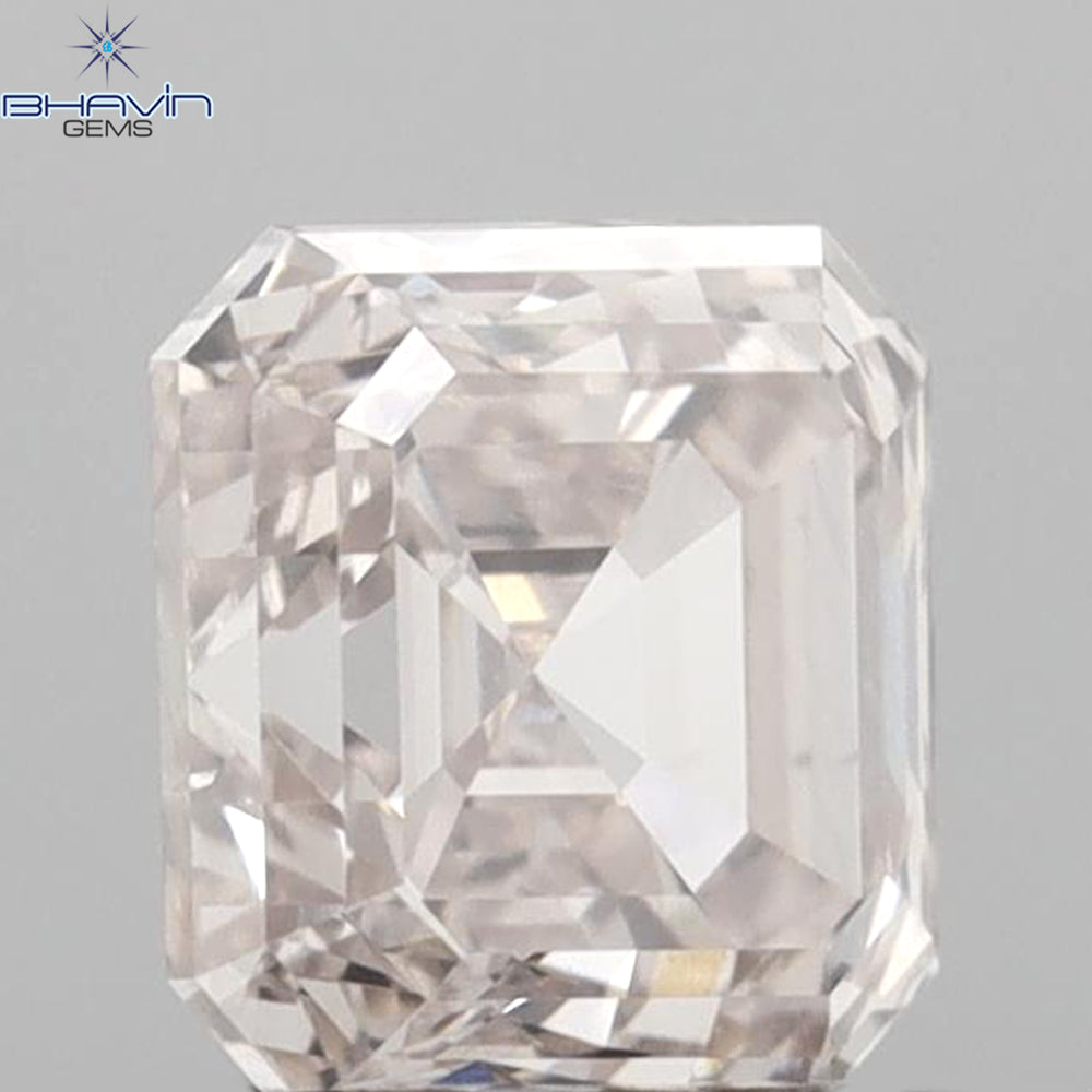 1.10 CT Asscher Diamond Enhanced Pink Color VS1 Clarity (5.46 MM)