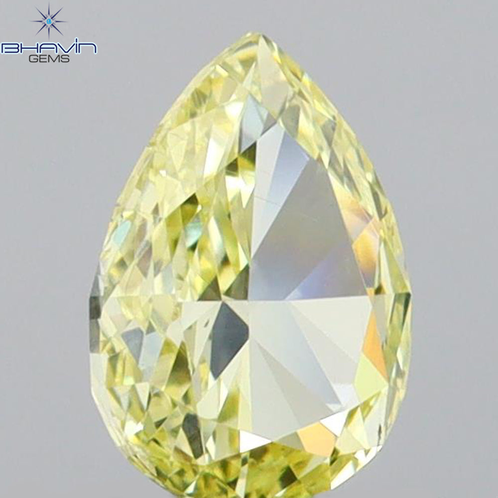 0.60 CT Pear Shape Natural Diamond Yellow Color VS2 Clarity (6.48 MM)