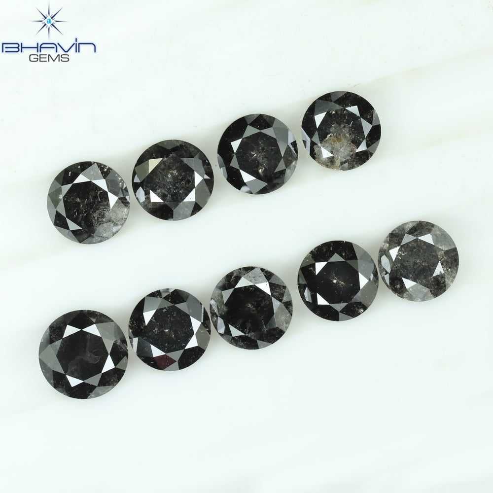 2.69 CT/9 Pcs Round Shape Natural Loose Diamond Salt And pepper Color I3 Clarity (4.25 MM)