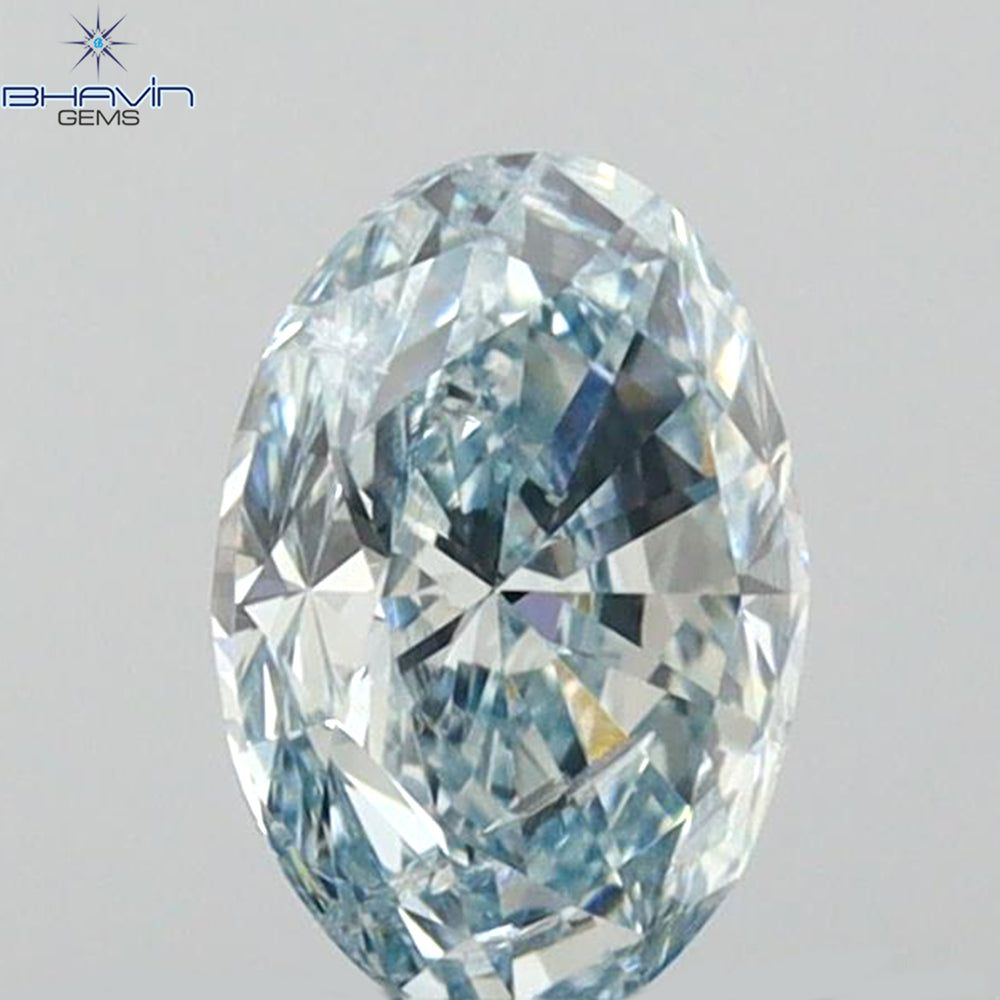 0.50 CT Oval Shape Natural Diamond Blue Color SI2 Clarity (6.00 MM)