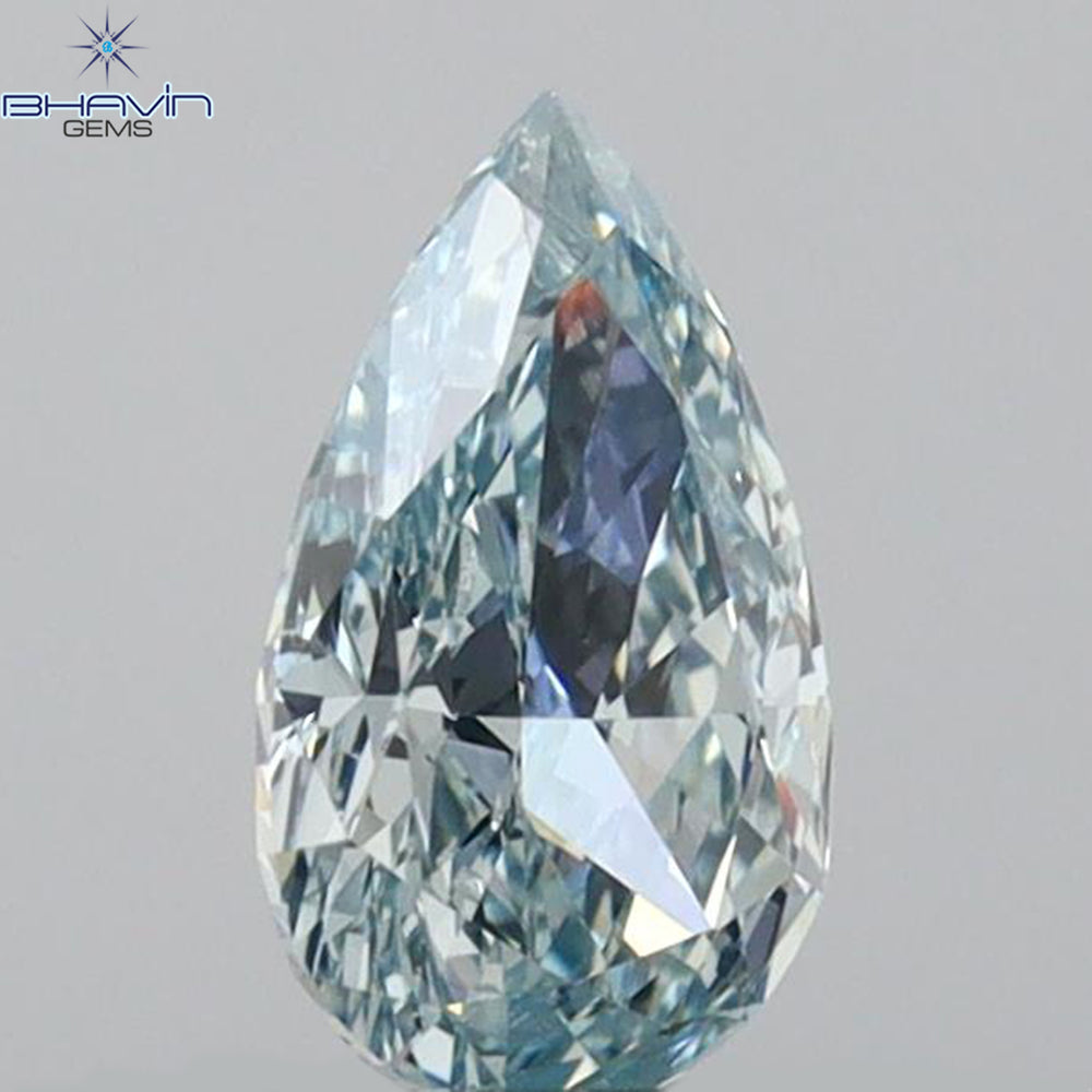 0.46 CT Pear Shape Natural Diamond Blue Color VS1 Clarity (6.58 MM)
