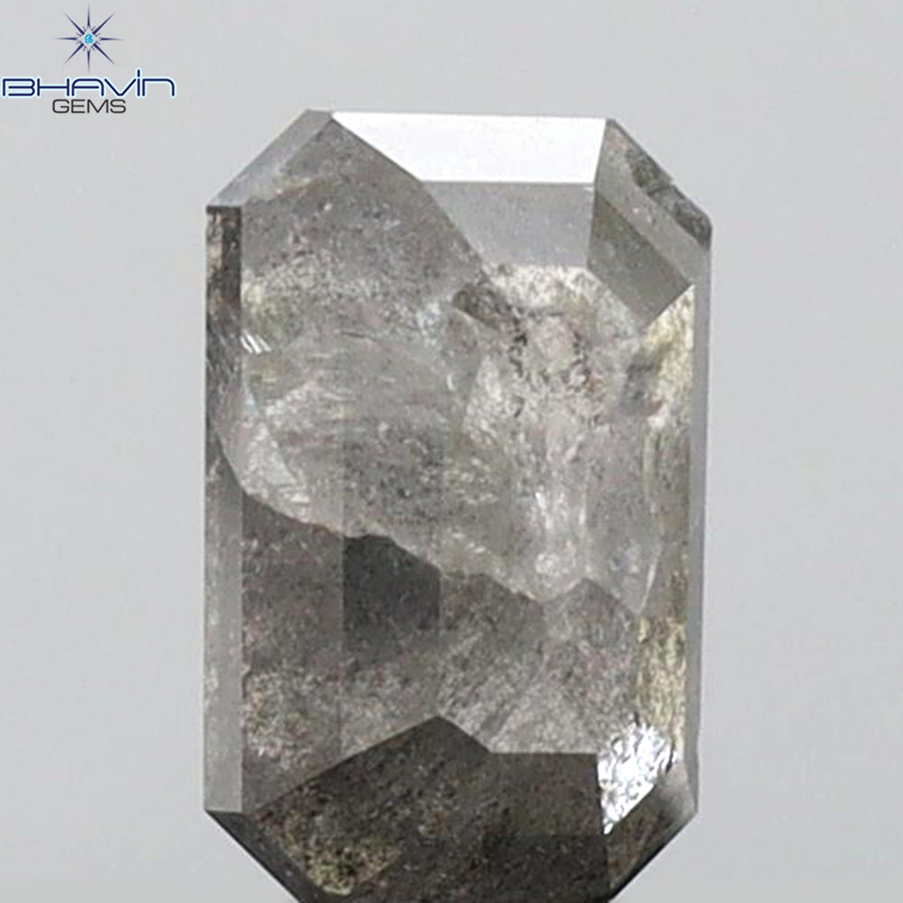0.74 CT Emerald Shape Natural Diamond Salt And Pepper Color I3 Clarity (5.93 MM)