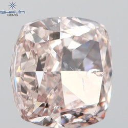 GIA Certified 0.30 CT Cushion Diamond Pink Brown Color Natural Loose Diamond I1 Clarity (3.85 MM)