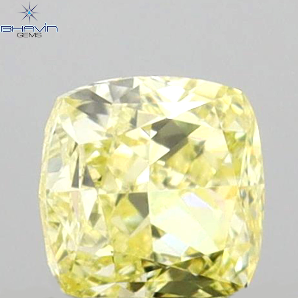 0.43 CT Cushion Shape Natural Diamond Yellow Color VVS1 Clarity (4.08 MM)