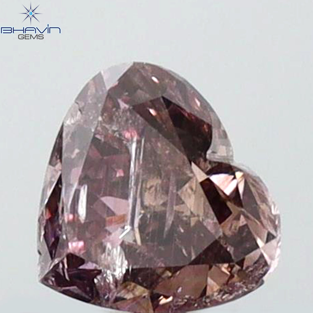 0.39 CT Heart Shape Natural Diamond Pink Color I2 Clarity (4.33 MM)