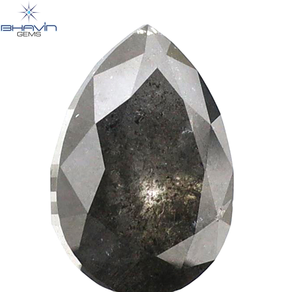 1.36 CT Pear Shape Natural Loose Diamond Salt And Pepper Color I3 Clarity (8.03 MM)