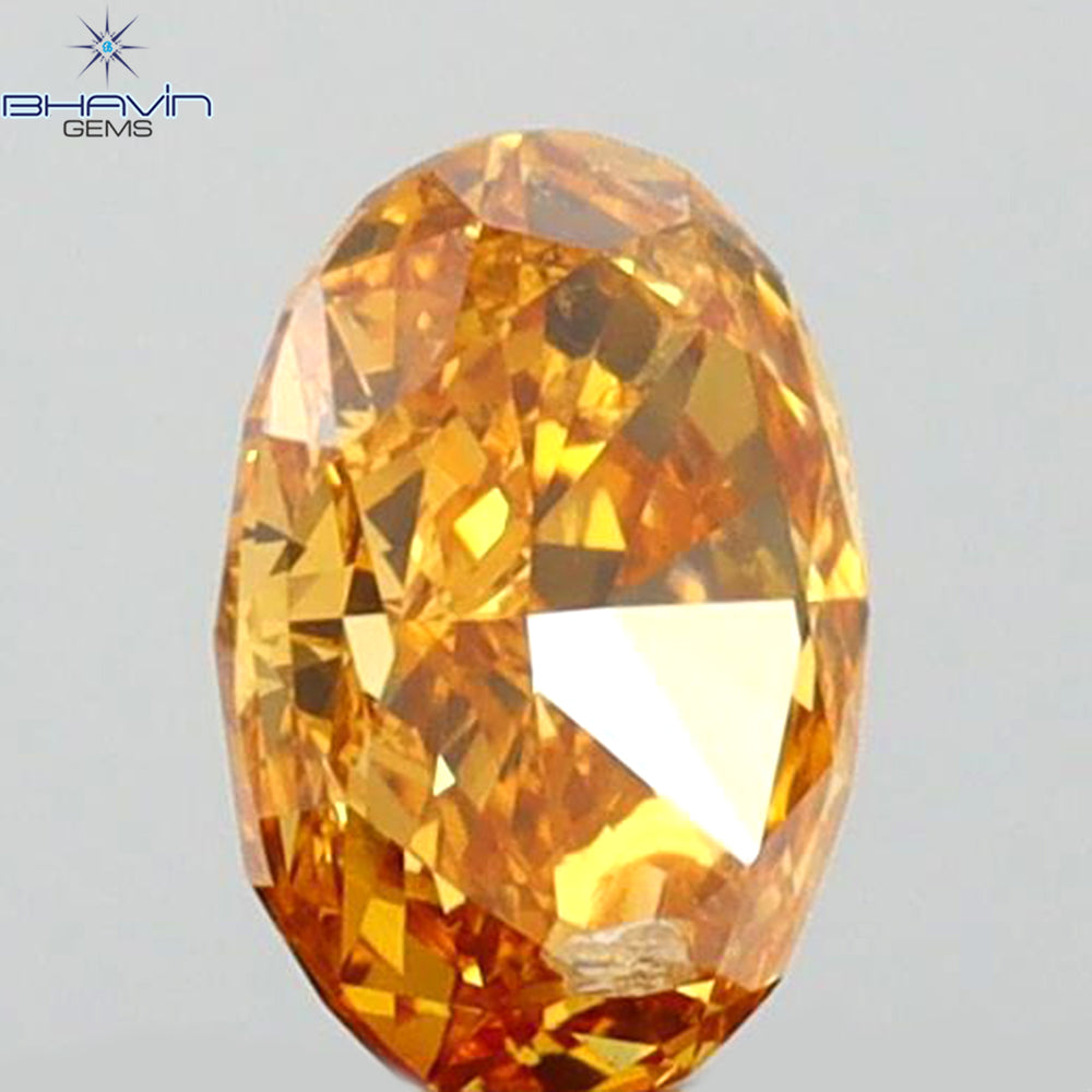 0.35 CT Oval Shape Natural Diamond Orange Color SI1 Clarity (4.99 MM)