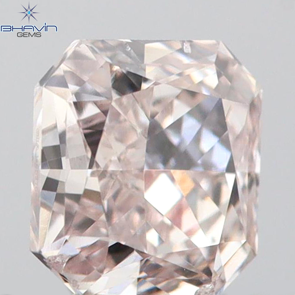 GIA Certified 0.36 CT Radiant Shape Natural Diamond Pinkish Brown Color SI2 Clarity (4.10 MM)