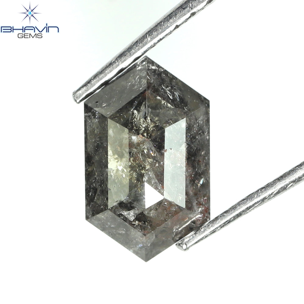 1.54 CT Hexagon Shape Natural Loose Diamond Salt And pepper Color I3 Clarity (9.02 MM)