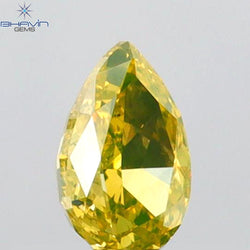 0.30 CT Pear Shape Natural Diamond Green Yellow Color VS1 Clarity (5.00 MM)