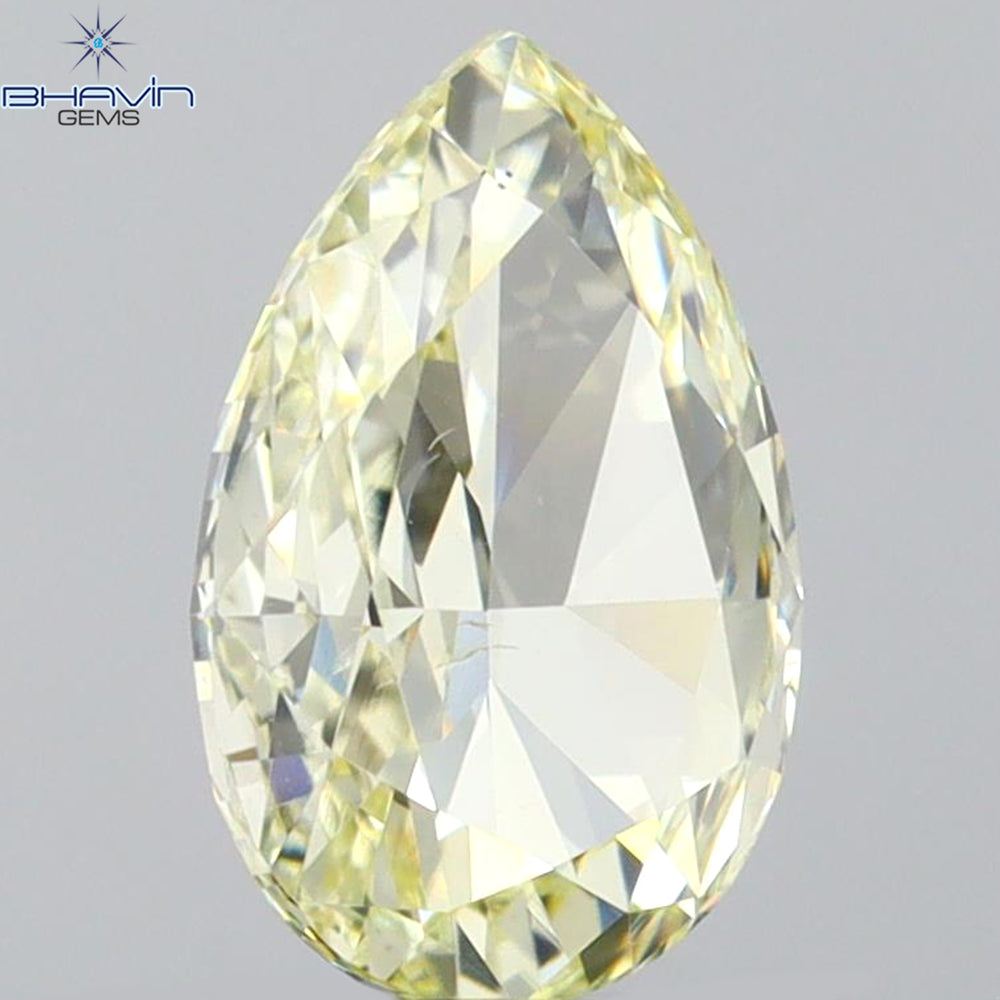 0.89 CT Pear Shape Natural Diamond Yellow Color VS2 Clarity (8.00 MM)