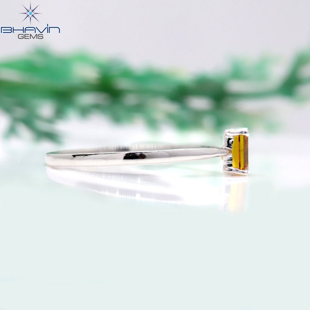 Emerald Diamond Natural Diamond Ring Orange Yellow Color Gold Ring Engagement Ring