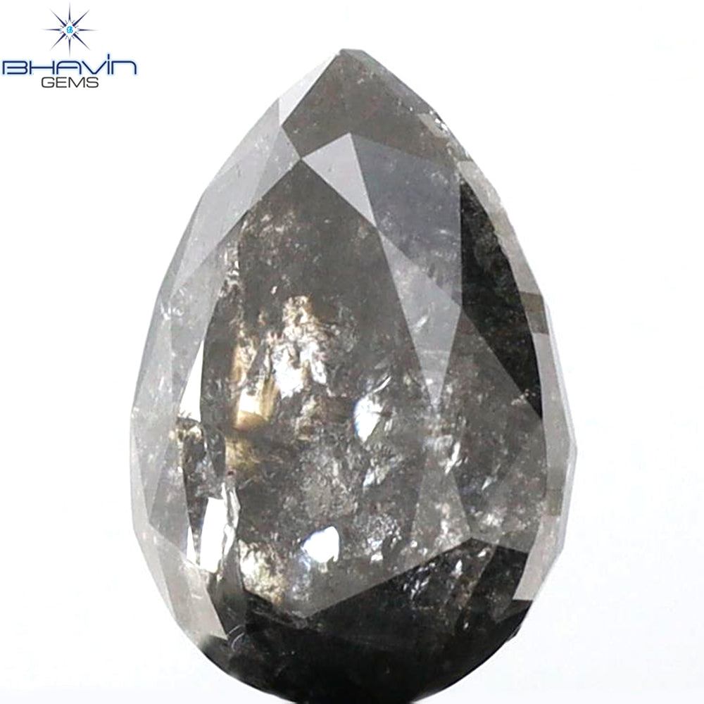 2.10 CT Pear Shape Natural Loose Diamond Salt And Pepper Color I3 Clarity (9.28 MM)