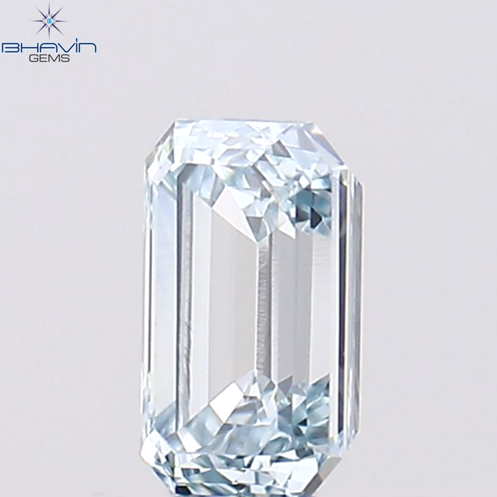 0.49 CT Emerald Shape Natural Diamond Greenish Blue Color VS1 Clarity (5.32 MM)