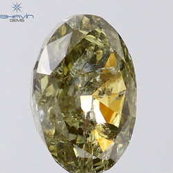 1.13 CT Oval Shape Natural Diamond Green (Chameleon) Color I3 Clarity (7.63 MM)