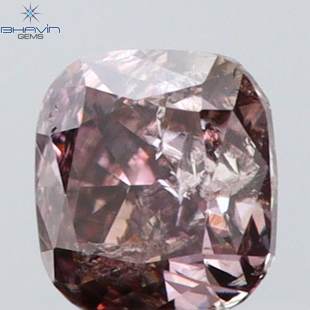 0.21 CT Cushion Shape Natural Diamond Brown Pink Color I2 Clarity (3.43 MM)