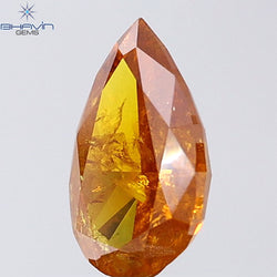 1.01 CT Pear Shape Natural Diamond Orange Color I3 Clarity (8.48 MM)
