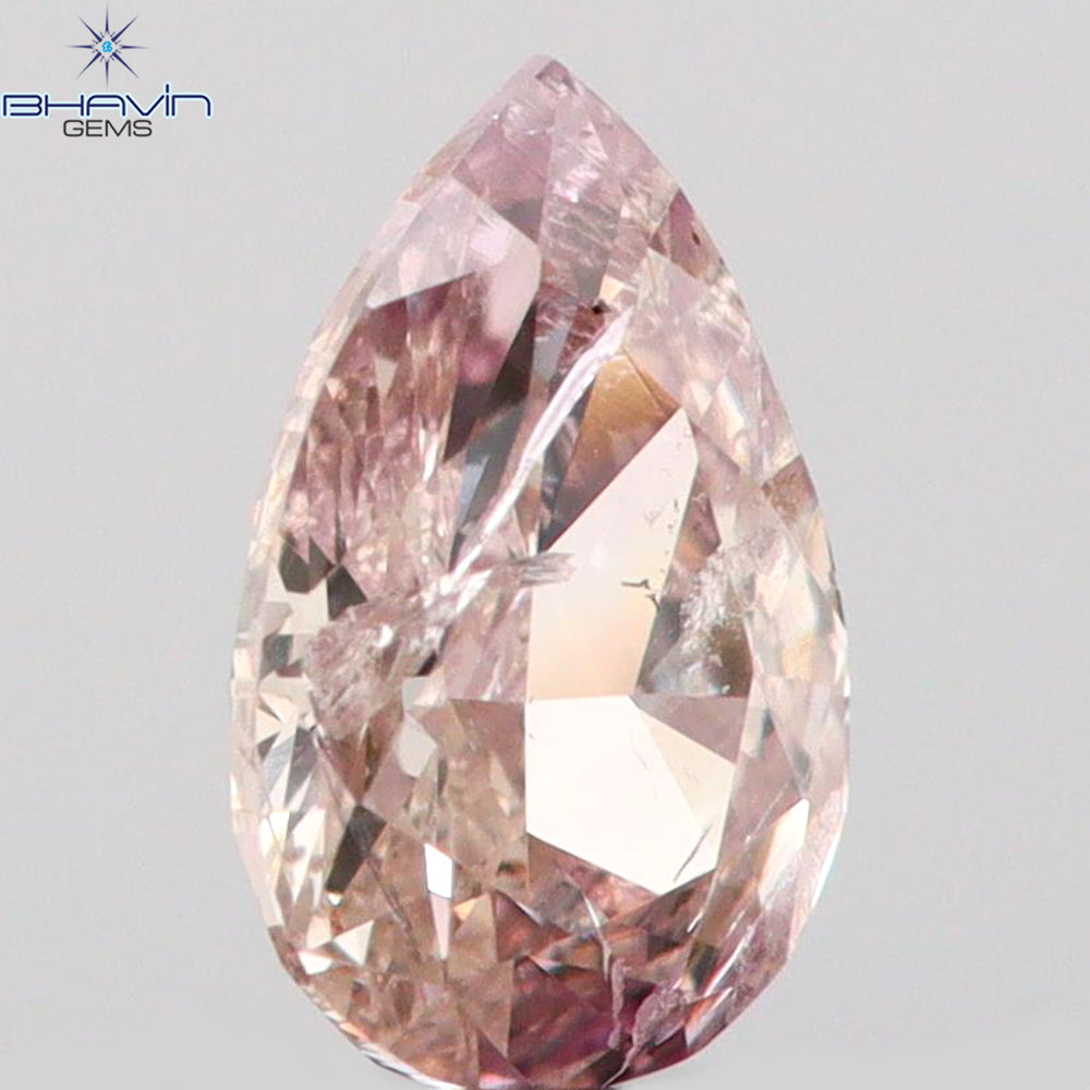 0.18 CT Pear Shape Natural Diamond Pink Color I1 Clarity (4.34 MM)