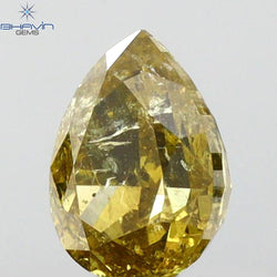 0.78 CT Pear Shape Natural Diamond Green (Chameleon) Color I2 Clarity (6.44 MM)
