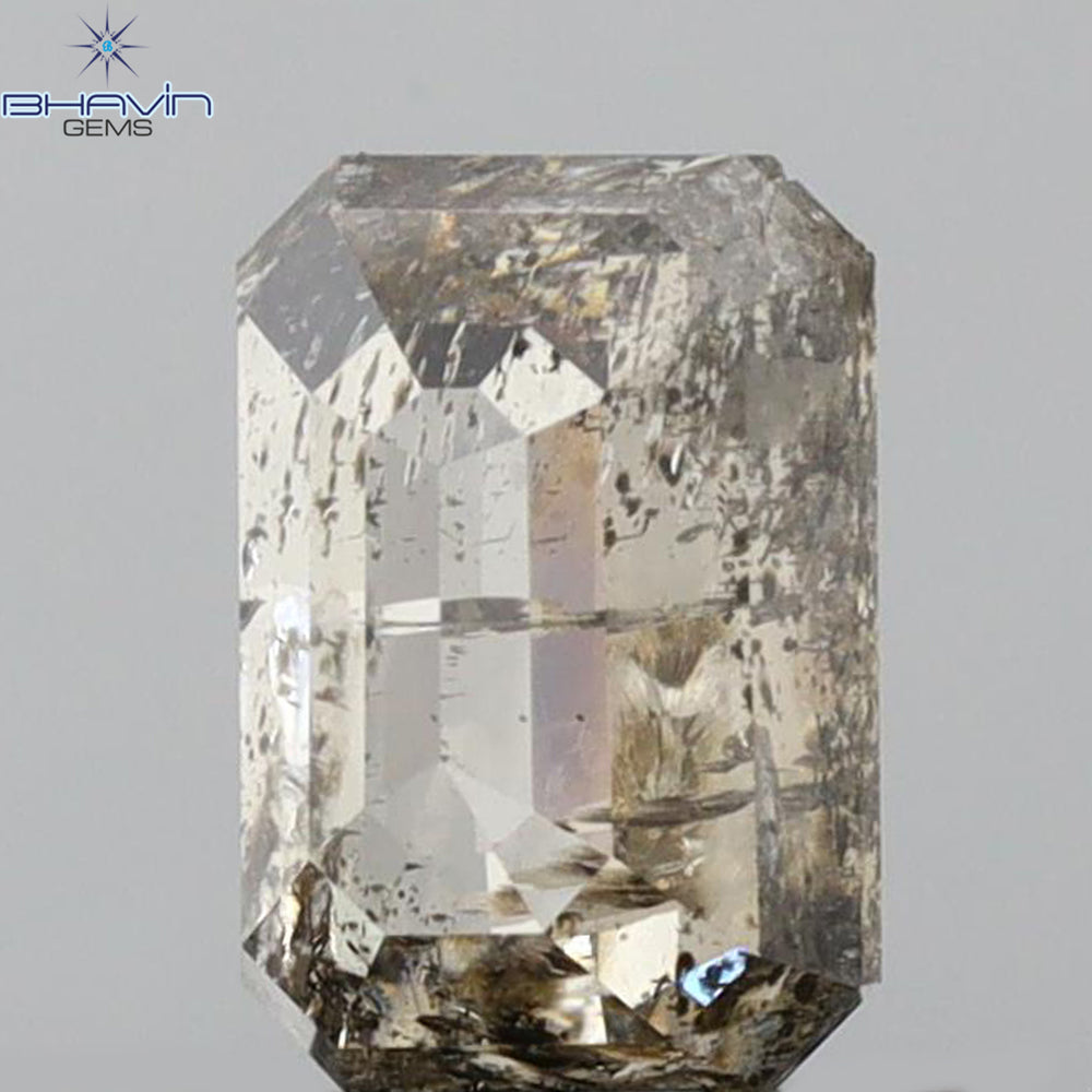 1.03 CT Emerald Shape Natural Diamond Salt And Pepper Color I3 Clarity (6.47 MM)