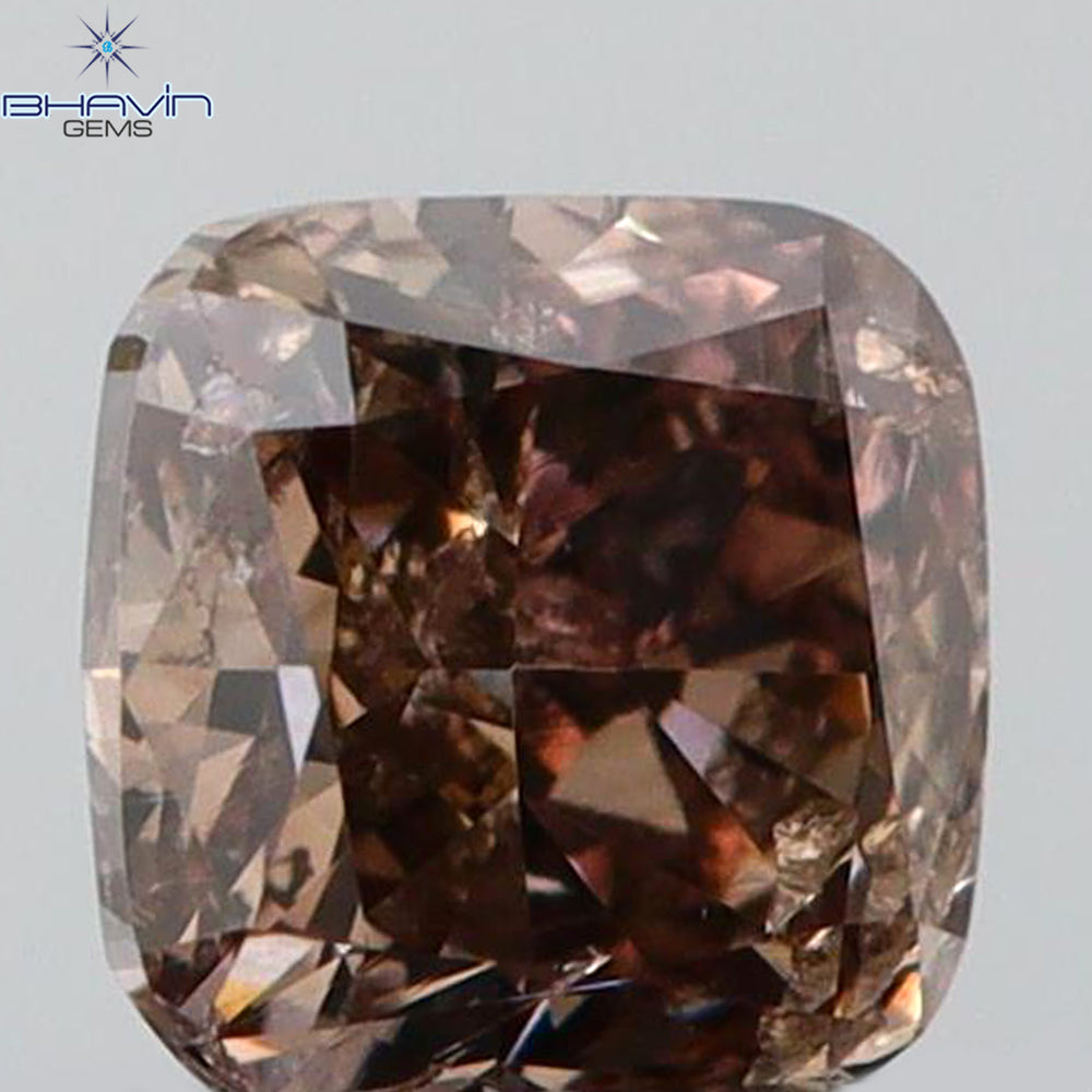 0.32 CT Cushion Shape Natural Diamond Brown Pink Color I1 Clarity (4.55 MM)