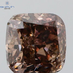 0.32 CT Cushion Shape Natural Diamond Brown Pink Color I1 Clarity (4.55 MM)
