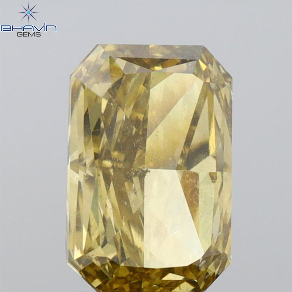 1.00 CT Radiant Shape Natural Diamond Green Yellow (Chameleon) Color SI1 Clarity (7.10 MM)