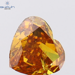 0.57 CT Heart Shape Natural Diamond Orange Color SI1 Clarity (5.22 MM)