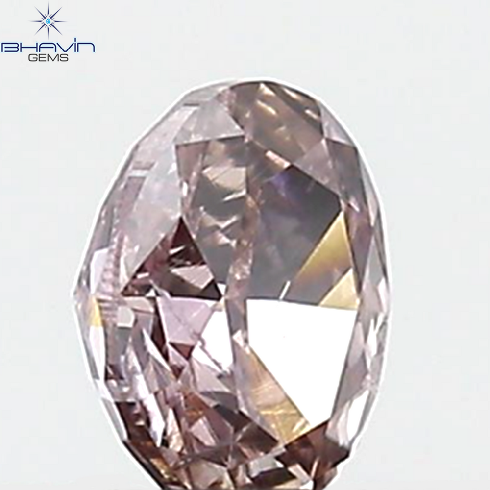 GIA Certified 0.26 CT Oval Shape Natural Diamond Brown Pink Color I2 Clarity (4.42 MM)