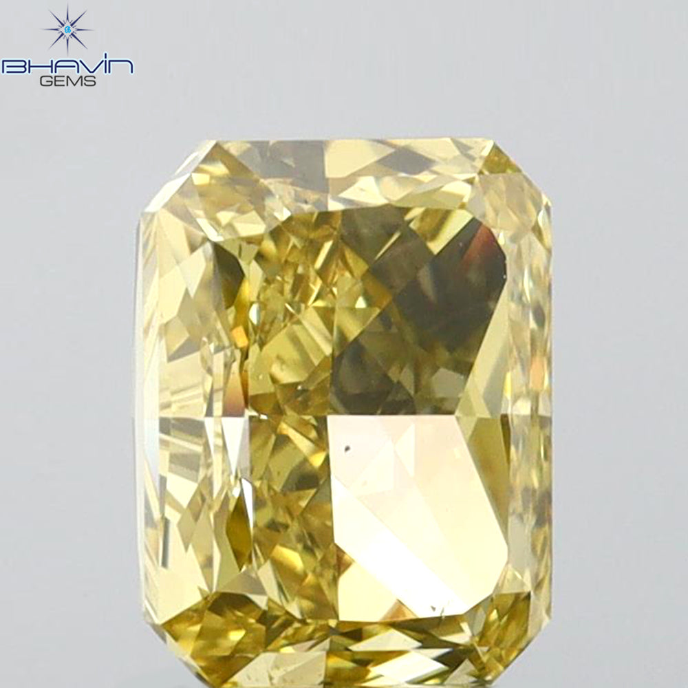 GIA Certified 2.01 CT Radiant Diamond Brownish Greenish Yellow (CHAMELEON) Color Natural Loose Diamond SI1 Clarity (7.73 MM)