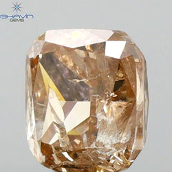 0.91 CT Cushion Shape Natural Diamond Brown Pink Color I2 Clarity (5.37 MM)