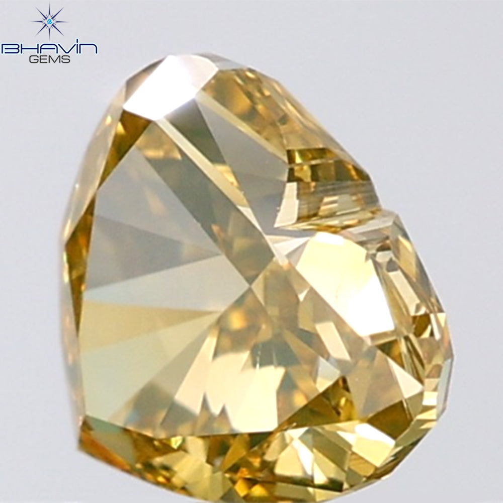 1.04 CT Heart Shape Natural Diamond Orange Yellow Color VS2 Clarity (6.64 MM)