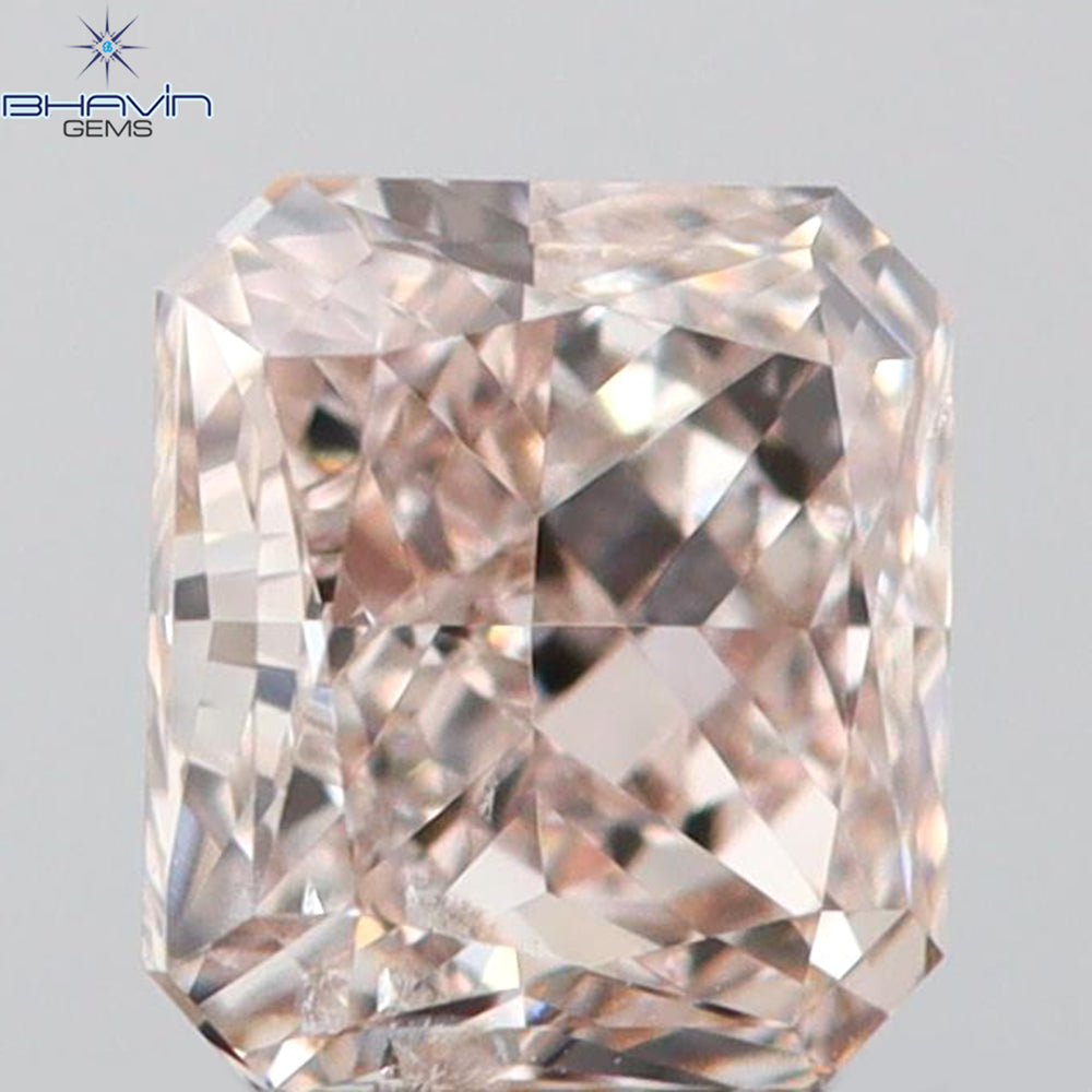 GIA Certified 0.31 CT Radiant Shape Natural Diamond Pinkish Brown Color I1 Clarity (3.89 MM)