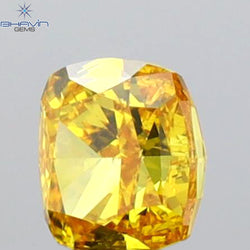 GIA Certified 0.25 CT Cushion Diamond Orange Yellow Color Natural Diamond SI1 Clarity (3.73 MM)