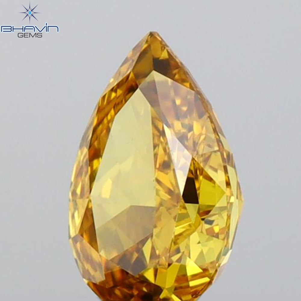 GIA Certified 0.51 CT Pear Diamond Brownish Orangy Yellow Color VS1 Clarity (6.30 MM)