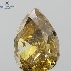 0.62 CT Pear Shape Natural Loose Diamond Brown Orange Color I3 Clarity (6.06 MM)