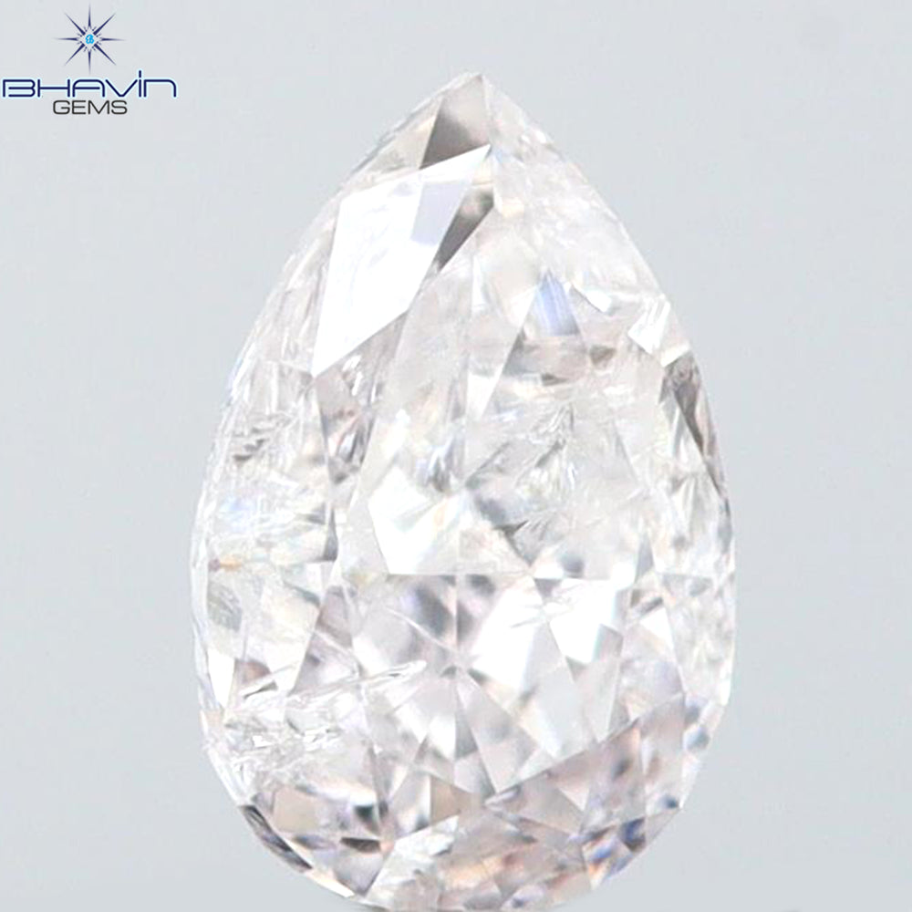 0.24 CT Pear Shape Natural Diamond Pink Color I2 Clarity (4.52 MM)
