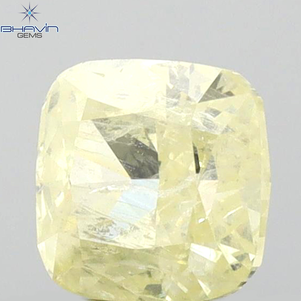 0.87 CT Cushion Shape Natural Diamond Yellow Color I3 Clarity (5.32 MM)