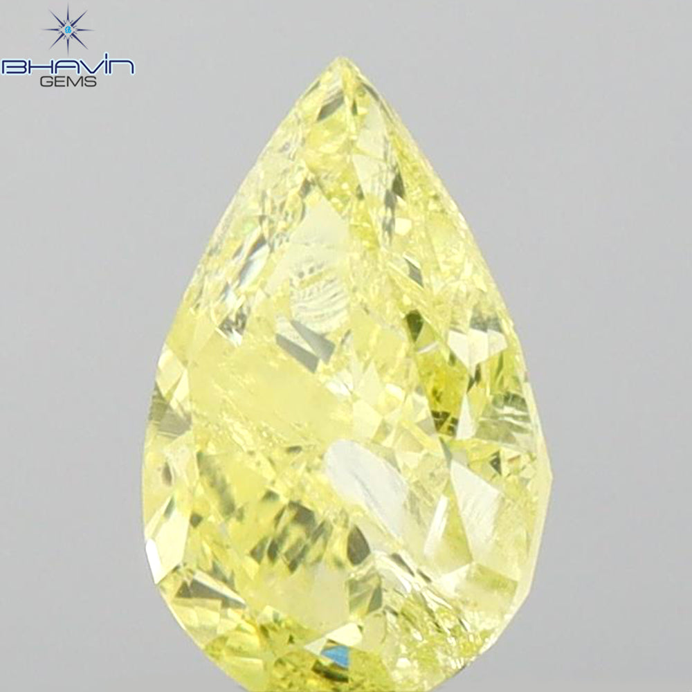 GIA Certified 1.10 CT Pear Natural Diamond Yellow Color I3 Clarity (8.27 MM)