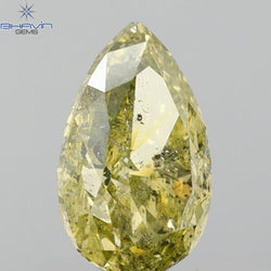 1.01 CT Pear Shape Natural Diamond Greenish Yellow Color I2 Clarity (7.80 MM)