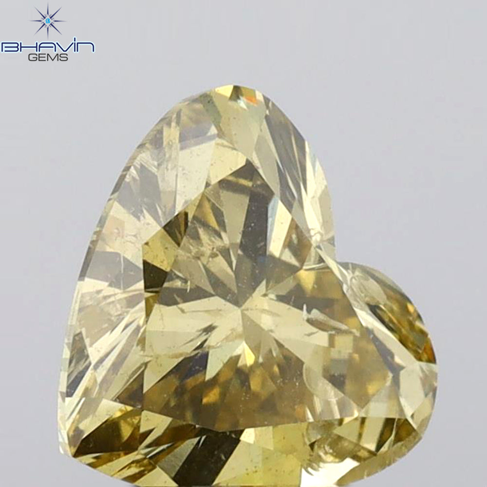 GIA Certified 2.01 CT Heart Diamond Brownish Yellow Color Natural Loose Diamond (8.29 MM)