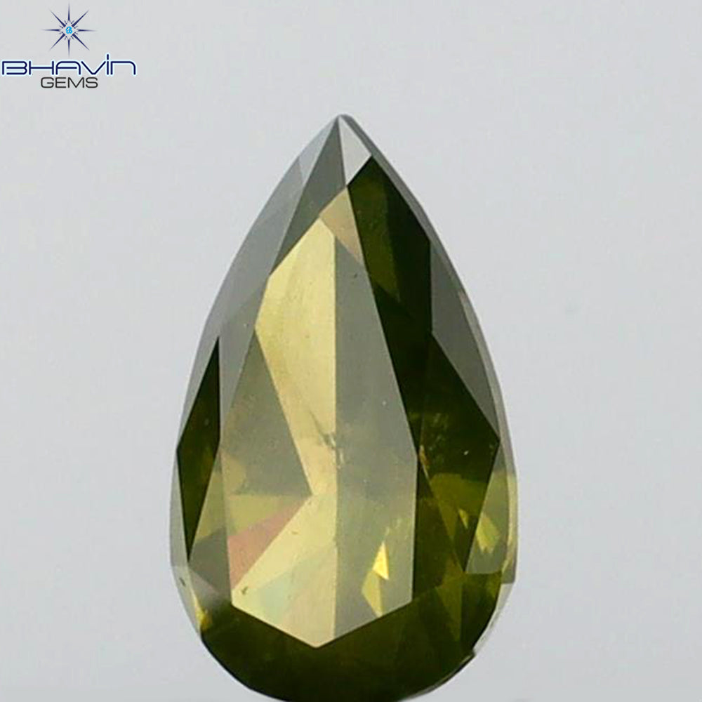 0.33 CT Pear Shape Natural Diamond Green Color SI2 Clarity (5.82 MM)