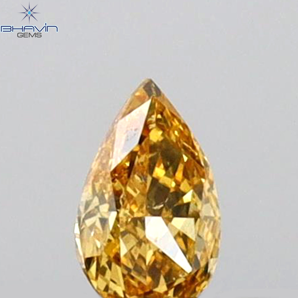 0.10 CT Pear Shape Natural Diamond Orange Color SI1 Clarity (3.80 MM)