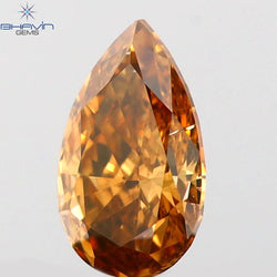 0.19 CT Pear Shape Natural Diamond Brown Orange Color SI1 Clarity (4.82 MM)